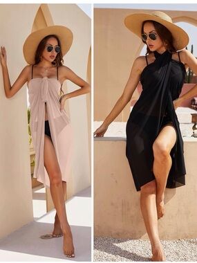 2pc swim coverup wrap skirt